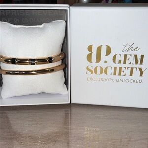 The Gem Society Gold Tone Triple Bangle Bracelet Set